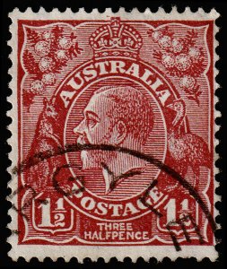 Australia Scott 115, Perf. 13.5 x 12.5, Red Brown (1936) Used F-VF, CV $13.50 M