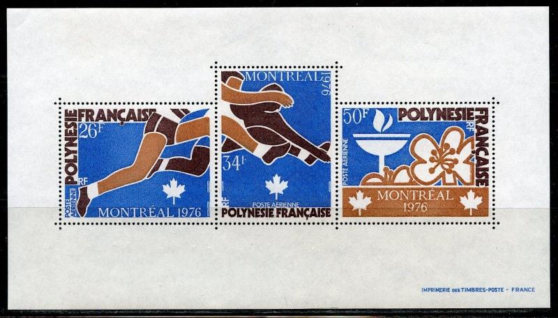 FRENCH POLYNESIA MONTREAL OLYMPICS SC#C136a  SOUVENIR SHEET  MINT NH