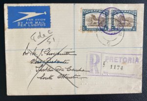 1937 Pretoria South Africa Airmail Cover To Tristan Da Cunha Oficial Stamps