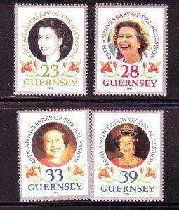 Guernsey Sc 471-74 1992 40th Anniversary QE II stamp set mint NH