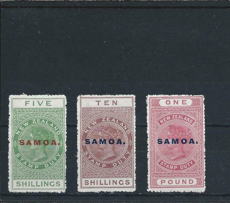 SAMOA 1914-24 PERF 14 5s/10s/£1 ALL FINE MM SG 124/126 CAT £159