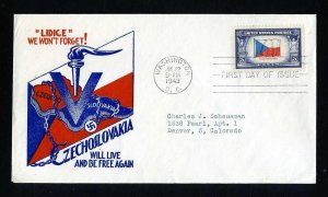 # 910 First Day Cover with Cachet Craft cachet Washington, DC 7-12-1943