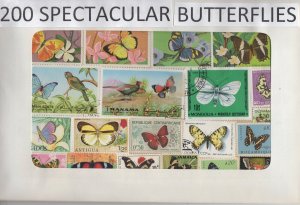 A Nice Selection Of 200 All Different Topicals. Butterflies.   #02 TOP29