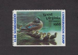 WV2Ahn - West Virginia State Duck Stamp.Hunter Type Non Res. Single. MNH. OG.