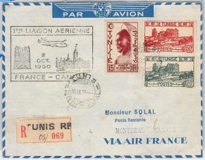 AIRMAIL 1st FLIGHT COVER - FRANCE / CANADA - Tunisia - AIR FRANCE 1950