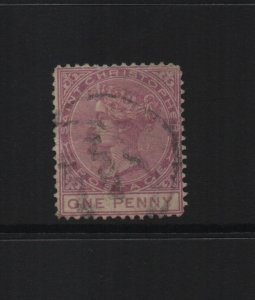 St Christopher 1875 SG6 1d 14 perf CC watermark - used (34858)