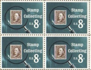 1972 Stamp Collecting Block of 4 8c Postage Stamps, Sc# 1474, MNH, OG