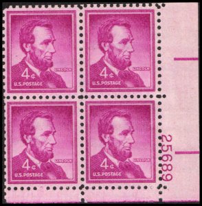 US #1036a LINCOLN MNH LR PLATE BLOCK #25689