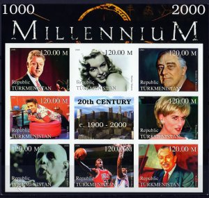 Turkmenistan 1999 Princess Diana/De Gaulle/Disney/M.Monroe Shlt(9) IMPERF.MNH