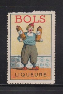 Dutch Advertising Stamp - Bols Brand Liquors - Dutch Man with Bottles
