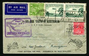 Australia #23 #C1, New Zealand #184 1934 First Flight Cover Sidney to Wellington