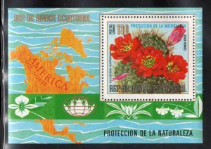 Equatorial Guinea ~ Protect Nature Souvenir Sheet ~N. Amrican Flowers ~ MInt, NH