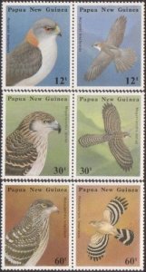 Papua New Guinea 1985 SG500-505 Birds of Prey set MNH