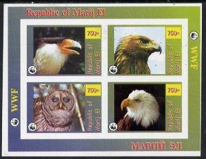 MARIJ EL - 1996 - Birds of Prey -Imperf 4v Sheet-Mint Never Hinged-Private Issue