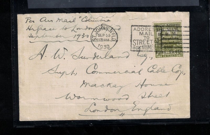 Newfoundland #C5 Very Fine Used On Cover From Harbour Grace To London **W\ Cert*