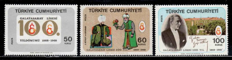 Turkey #1781-83 ~ Cplt Set of 3 ~ Ataturk, High School ~ Unused, LHM  (1968)
