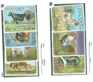 Panama; Scott 475, 475A-475C,  C353-C356; 1967; Precanceled; NH; Complete Set