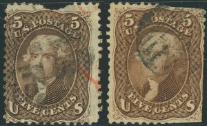 USA #76 Thomas Jefferson 5c Postage Stamp 1863 A26 Used Damaged