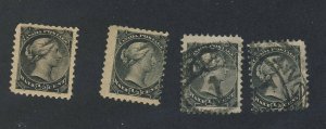 4x Canada Small Queen 1/2c Stamps 4x #34-1/2c 1x MNH 1x MH 2xUsed GV = $95.00