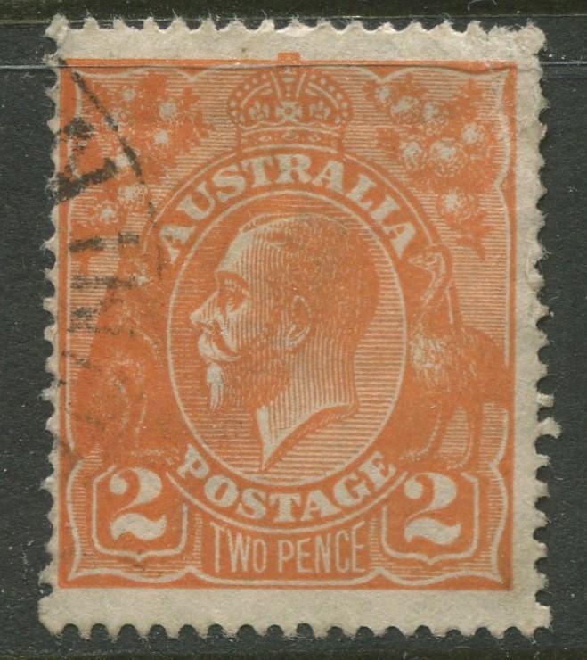 Australia - Scott 27a - KGV Head -1920 - FU - Wmk 9 -  2p Stamp