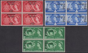 1957 Bahrain QE Jubilee Jamboree set blocks 4 MNH Sc# 115 / 117 CV $1.60 Stk #3