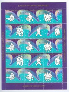 Greenland. Christmas Seal 1988 Mnh Sheet. 3 Side Perf. Dancing.Sled,North. Light