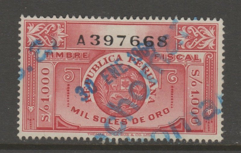 Peru fiscal revenue cinderella stamp 5-31-84