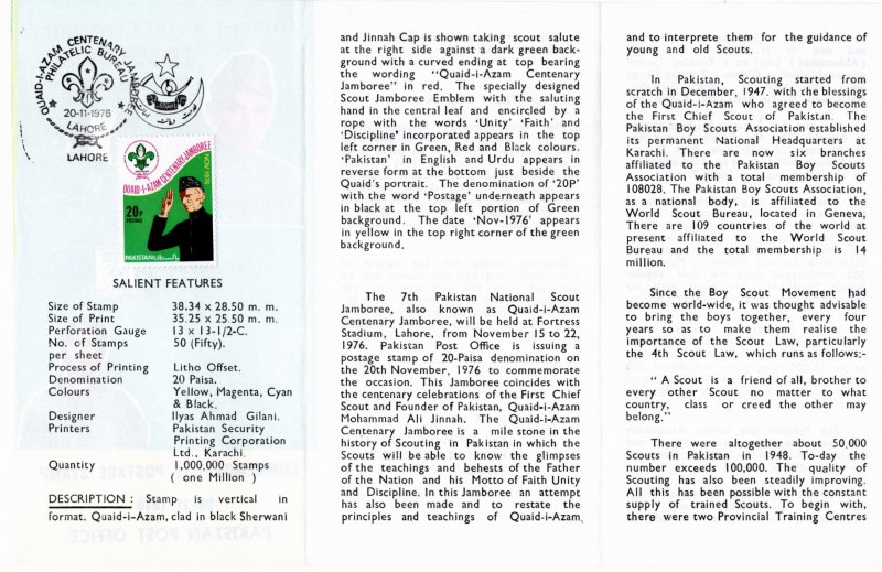 Pakistan 1976 Sc 427 FD Announcement folder