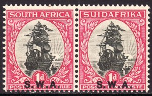 1927 South West Africa 1p Drommedaris Ship pair issue Sc# 97 MNH CV: $2.40