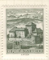 Austria 695 (mhr) 1.30s Schatten Castle, Feldkirch, grn (1967)