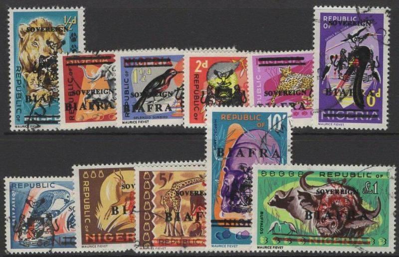 NIGERIA-BIAFRA SG4/16(Exc.SG11+12) 1968 OVERPRINT SET FINE USED