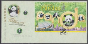 Hong Kong 1999 Giant Pandas Souvenir Sheet on FDC