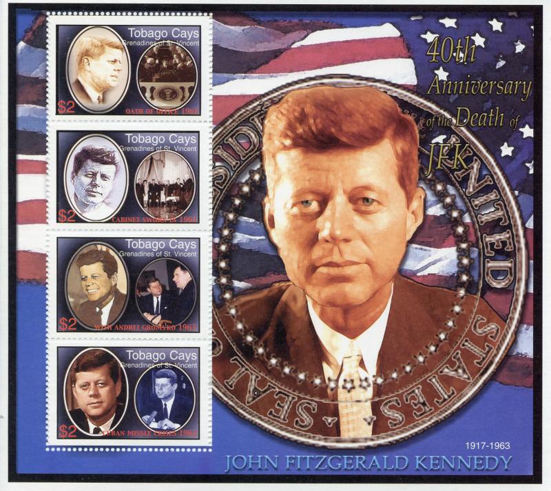 Tobago Cays Grenadines Vincent 2003 MNH John F Kennedy Death 4v M/S JFK Stamps