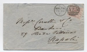 1875 United Kingdom used in Malta A25 killer 2.5d cover to Italy [6521.89]