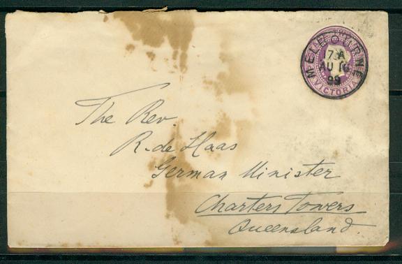 Australia Victoria H&G B4d, pse envelope, used, issued 1887