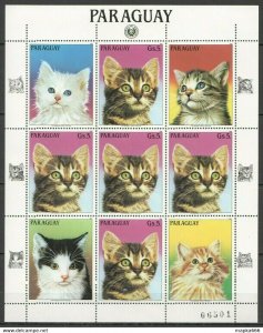 1984 Paraguay Fauna Pets Cats Michel 15 Euro 1Kb ** Ec151