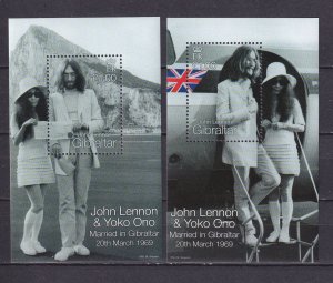 Gibraltar 2012 John Lennon & Yoko Ono Wedding Mi Bl36/37 MNH