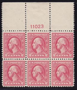 527 VF-XF OG TOP never hinged plateblock of 6 nice color cv $ 350 ! see pic !