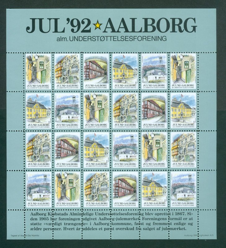 Denmark. 1992. Christmas Sheet MNH. Local: Aalborg. 5 Aalborg Motifs.