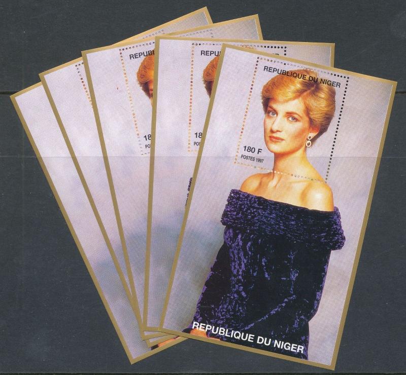 LADY Diana 1997 Royalty Niger Pope Music Minisheets MNH BULK LOT (75 ITEMS)5D465