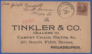 1901 Sc 283  10c Webster Type II single on Reg. Cover, SOUTH CANAAN, PA