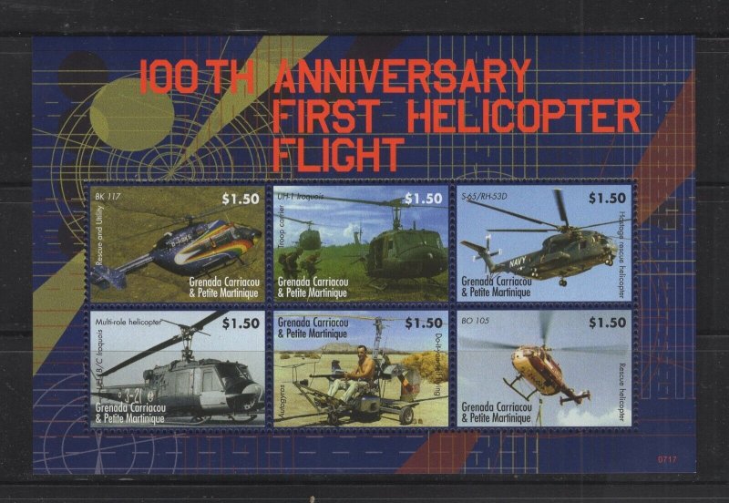 Grenada-Grenadines #2686  (2007 Helicopter Flight sheet of 6) VFMNH CV $6.75