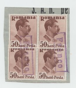 ROMANIA COVER KING CAROL FRANCO MARKING USED POSTAL HISTORY BLOCK