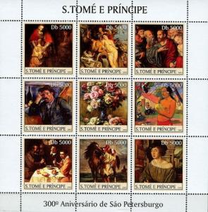 SAO TOME E PRINCIPE 2003 SHEET ANNIVERSARY ST. PETERSBURG ART PAINTINGS st3315