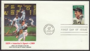 1989 Lou Gehrig baseball legend Sc 2417 with premium Fleetwood cachet