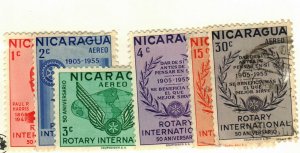 Nicaragua #C353-6 MH, C359 used Rotary International