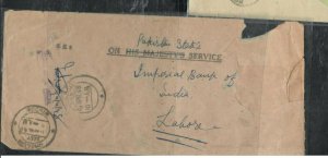 PAKISTAN (P2609B) 1948 KGVI LAHORE H/S 1/2AX2 COVER JHELUN TO LAHORE 