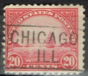 1922 20c Golden Gate w/ poscancel f/ CHICAGO IL NY (567-roller) Nice !