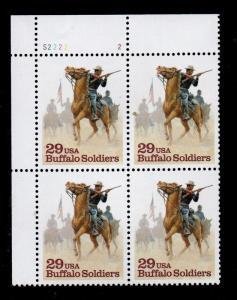 SCOTT  2818  BUFFALO SOLDIERS  29¢  PLATE BLOCK  MNH  SHERWOOD STAMP