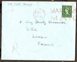 GREAT BRITAIN 19?? MARITIME MAIL, FROM H.M. SHIP,  MARKS # 7665